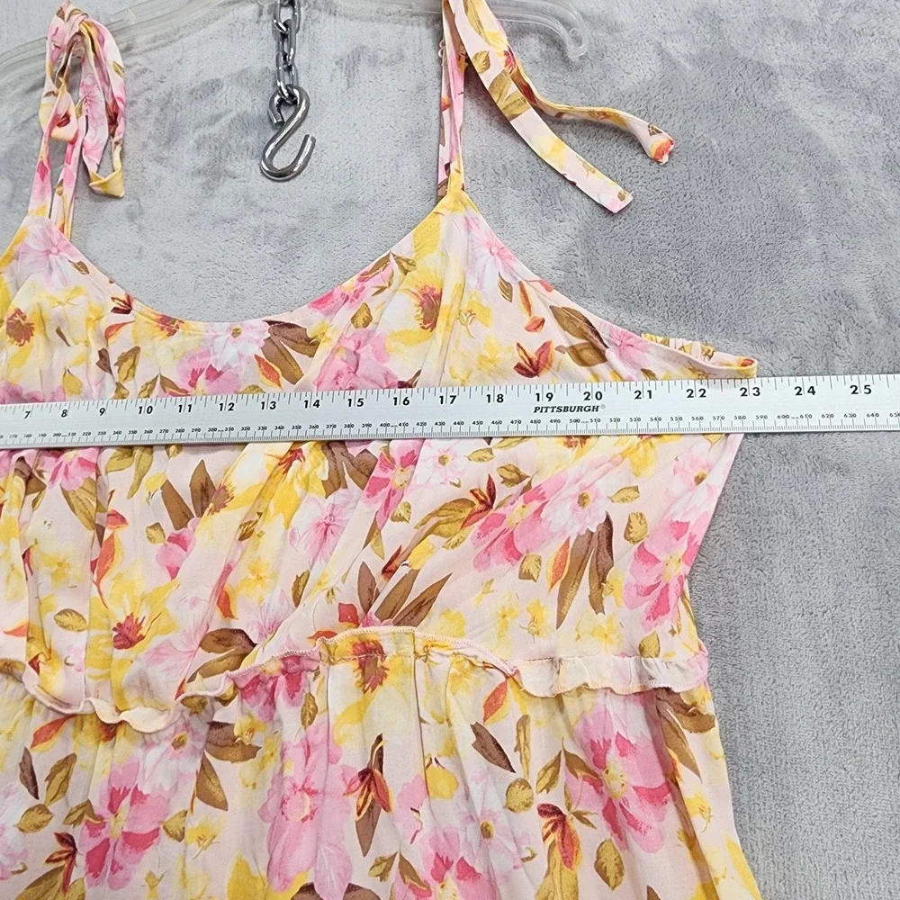 AUW Dress Women 3X Multicolor Floral Tie Shoulder Smocked Ruffle Tiered Sundress
